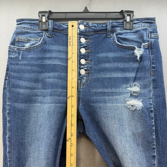 Vervet Blue Jeans Women's 32 (14) Ankle Skinny Button Fly Factory Distressing - Picture 11 of 13